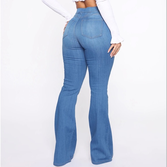 All The Right Moves Flare Jeans- Medium Blue Wash - Picture 4 of 7
